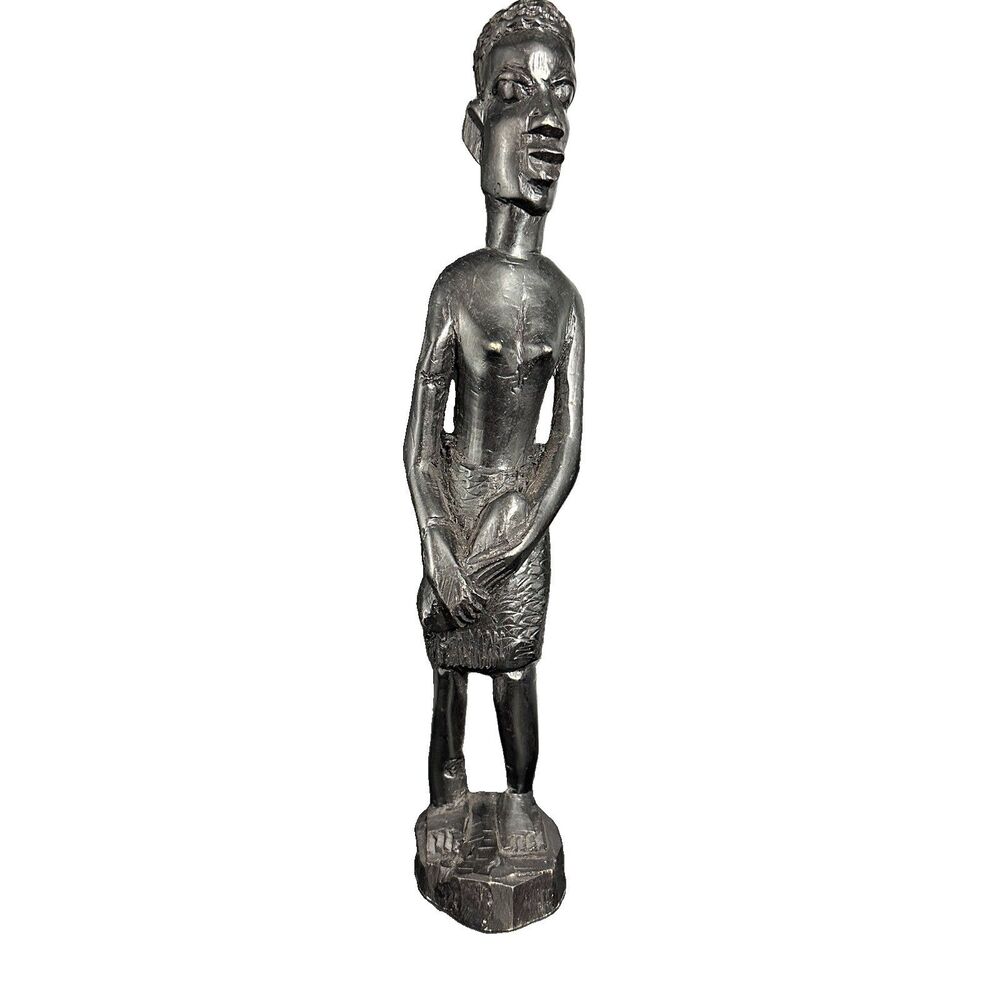 Vintage Kenyan Mother  With Baby Hand Carved Wood African Folk Art Sculpture 11”